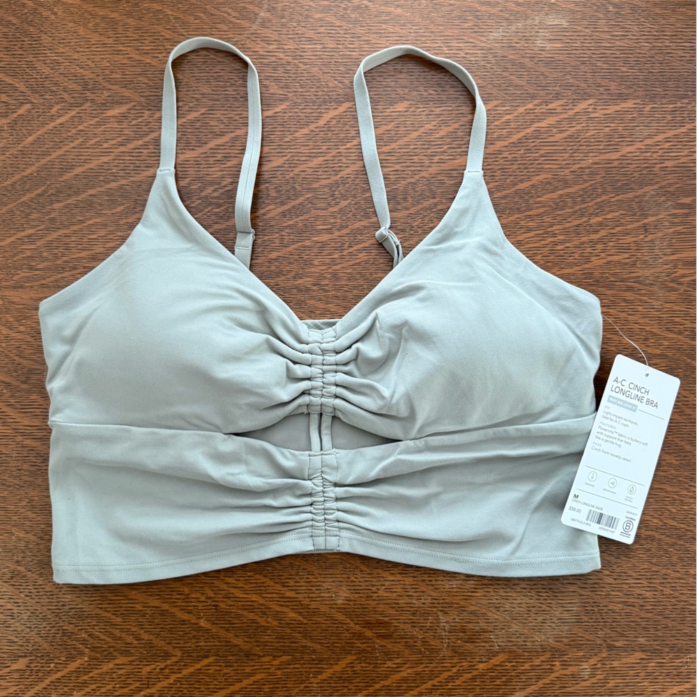 Brand New With Tags! Athleta Cinch Longline Bra - Size M/A-C - Sage